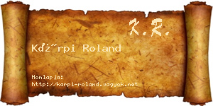 Kárpi Roland névjegykártya